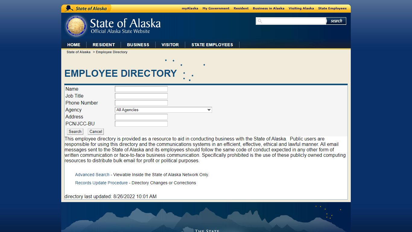 Employee Directory - Alaska